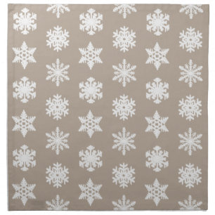 Ikat Snowflakes - Taupe tan and white Napkin