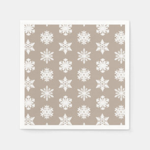 Ikat Snowflakes - Taupe tan and white Napkins