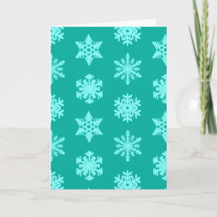 Ikat Snowflakes - Turquoise and aqua Holiday Card