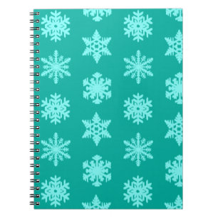 Ikat Snowflakes - Turquoise and aqua Notebook