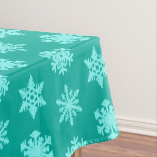 Ikat Snowflakes - Turquoise and aqua Tablecloth