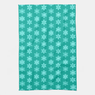 Ikat Snowflakes - Turquoise and aqua Towel