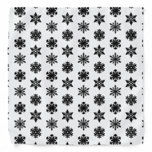 Ikat Snowflakes - White and black Bandana