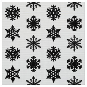 Ikat Snowflakes - White and black Fabric