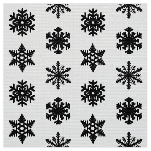 Ikat Snowflakes - White and black Fabric