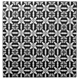 Ikat Star Pattern, Black and White Cloth Napkin
