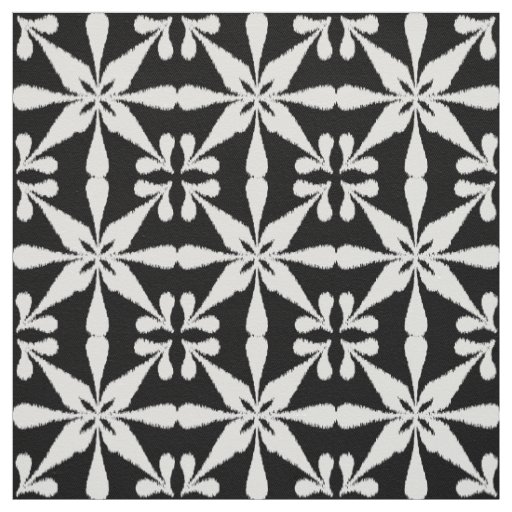 Ikat Star Pattern - Black and White Fabric