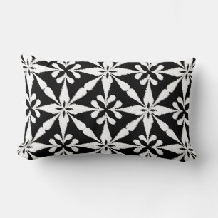 Ikat Star Pattern - Black and White Lumbar Pillow