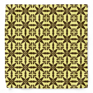 Ikat Star Pattern - Brown and Yellow Bandana