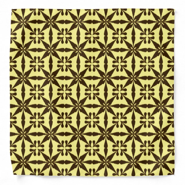 Ikat Star Pattern - Brown and Yellow Bandana (Front)
