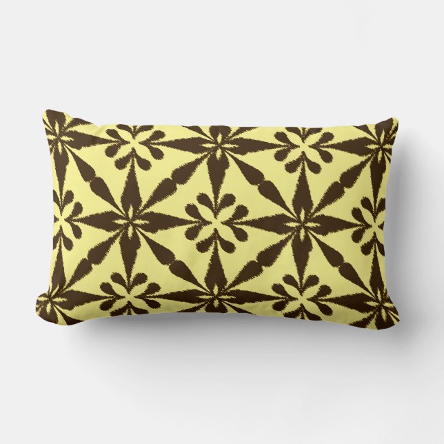 Ikat Star Pattern - Brown and Yellow Lumbar Pillow (Front)