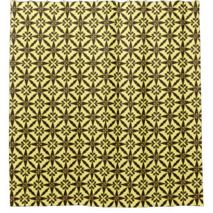 Ikat Star Pattern - Brown and Yellow Shower Curtain