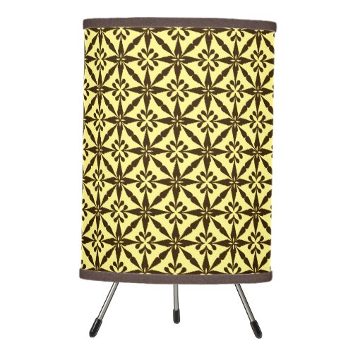 Ikat Star Pattern _ Brown and Yellow Tripod Lamp