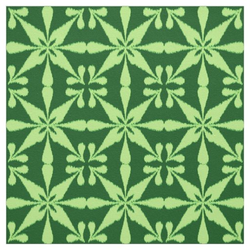 Ikat Star Pattern - Dark Green Fabric