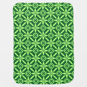Ikat Star Pattern - Dark Green Swaddle Blanket