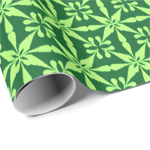 Ikat Star Pattern - Dark Green Wrapping Paper