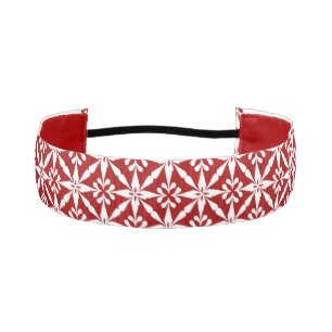Ikat Star Pattern - Dark Red and White Athletic Headband
