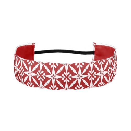 Ikat Star Pattern _ Dark Red and White Athletic Headband