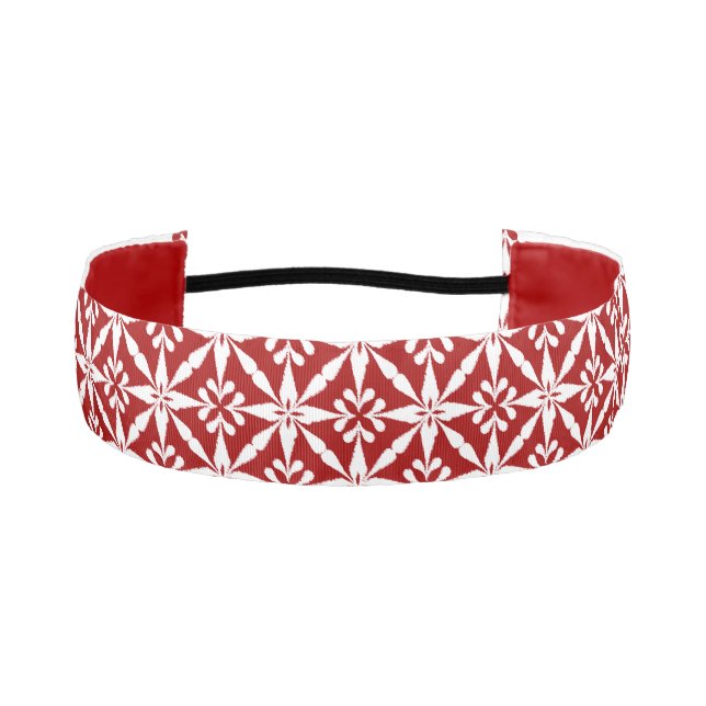 Ikat Star Pattern - Dark Red and White Athletic Headband (Front)
