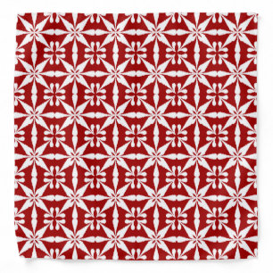 Ikat Star Pattern - Dark Red and White Bandana