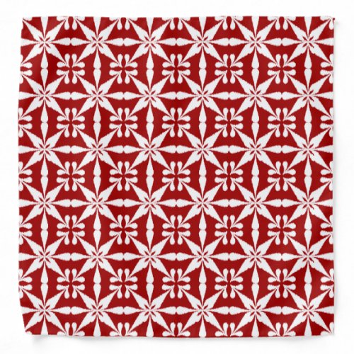 Ikat Star Pattern _ Dark Red and White Bandana