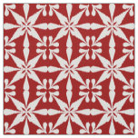 Ikat Star Pattern - Dark Red and White Fabric
