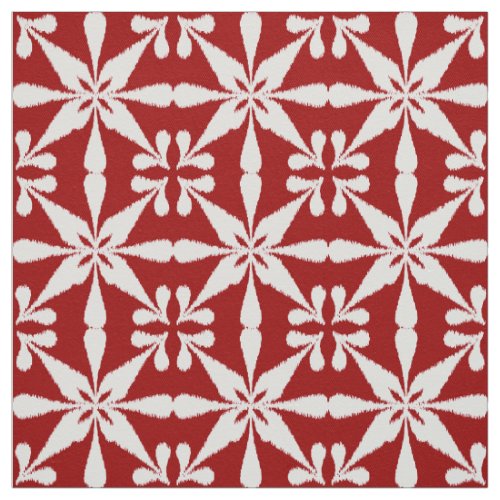 Ikat Star Pattern _ Dark Red and White Fabric