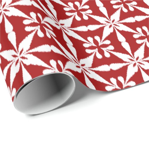 Ikat Star Pattern _ Dark Red and White Wrapping Paper