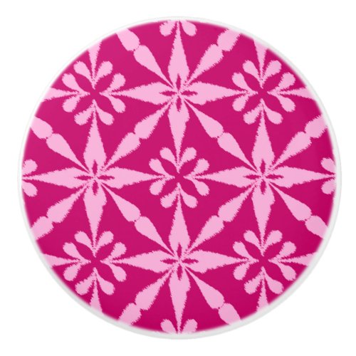 Ikat Star Pattern _ Fuchsia Pink Ceramic Knob