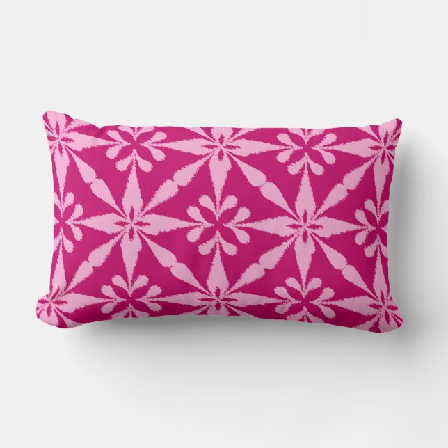 Ikat Star Pattern - Fuchsia Pink Lumbar Pillow (Front)
