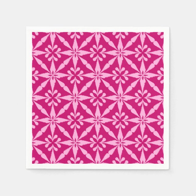 Ikat Star Pattern - Fuchsia Pink Napkins (Front)