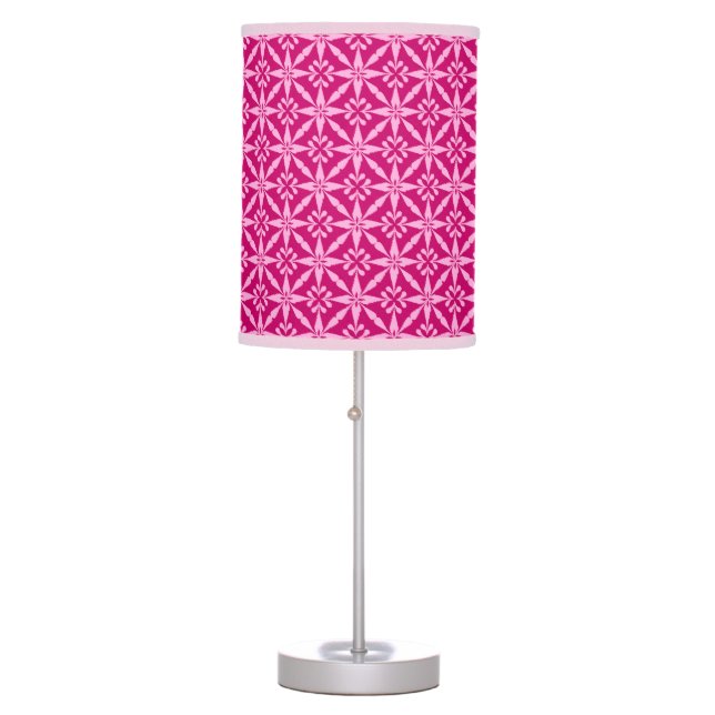 Ikat Star Pattern - Fuchsia Pink Table Lamp (Front)