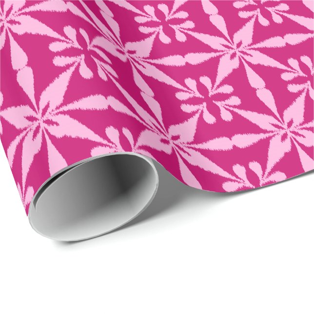 Ikat Star Pattern - Fuchsia Pink Wrapping Paper (Roll Corner)