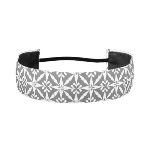 Ikat Star Pattern _ Grey  Gray and White Athletic Headband