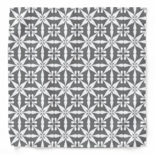 Ikat Star Pattern - Grey / Gray and White Bandana