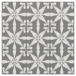 Ikat Star Pattern - Grey / Gray and White Fabric