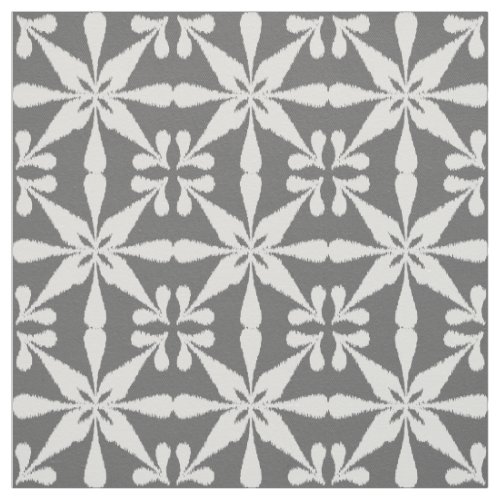 Ikat Star Pattern _ Grey  Gray and White Fabric