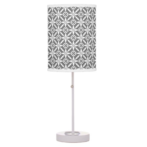 Ikat Star Pattern _ Grey  Gray and White Table Lamp