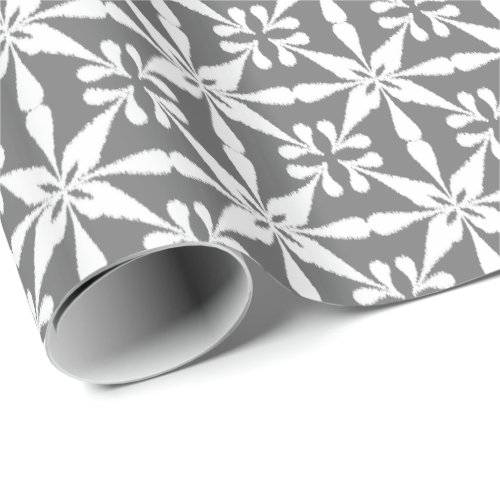 Ikat Star Pattern _ Grey  Gray and White Wrapping Paper