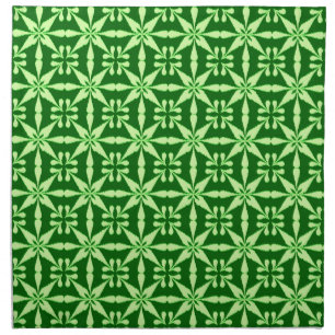 Ikat Star Pattern, Lime and Dark Green Cloth Napkin