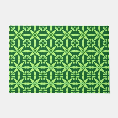 Ikat Star Pattern Lime and Dark Green Doormat