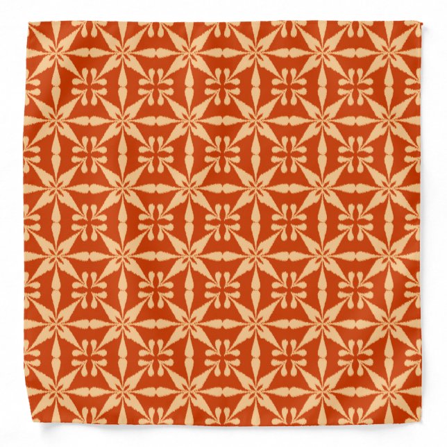 Ikat Star Pattern - Mandarin Orange Bandana (Front)