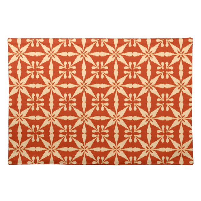 Ikat Star Pattern, Mandarin Orange Cloth Placemat (Front)