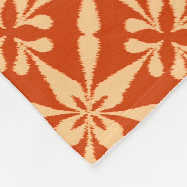 Ikat Star Pattern - Mandarin Orange Fleece Blanket (Corner)