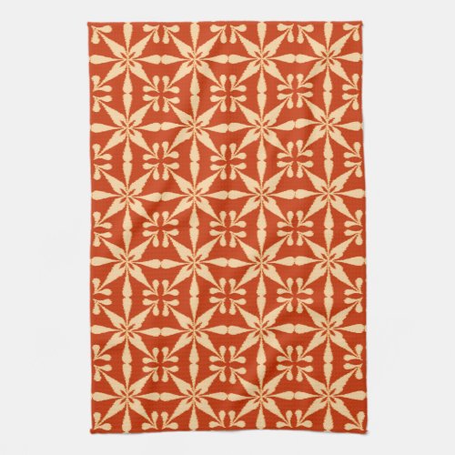 Ikat Star Pattern Mandarin Orange Kitchen Towel