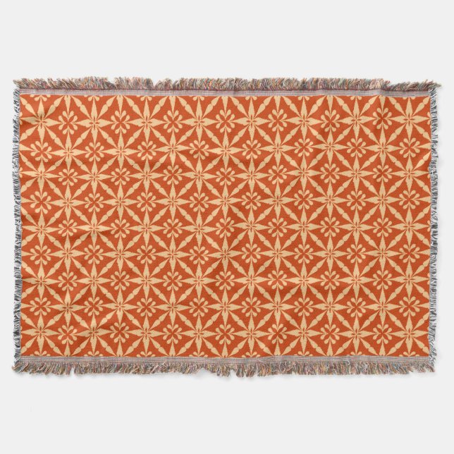 Ikat Star Pattern - Mandarin Orange Throw Blanket (Front)