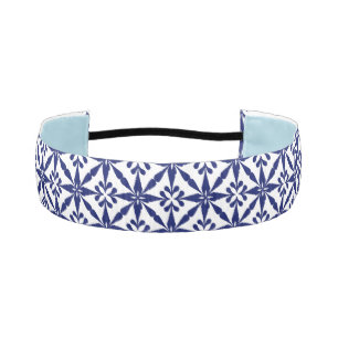 Ikat Star Pattern - Navy Blue and White Athletic Headband