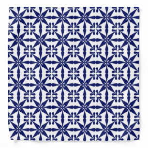 Ikat Star Pattern - Navy Blue and White Bandana