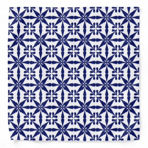 Ikat Star Pattern _ Navy Blue and White Bandana