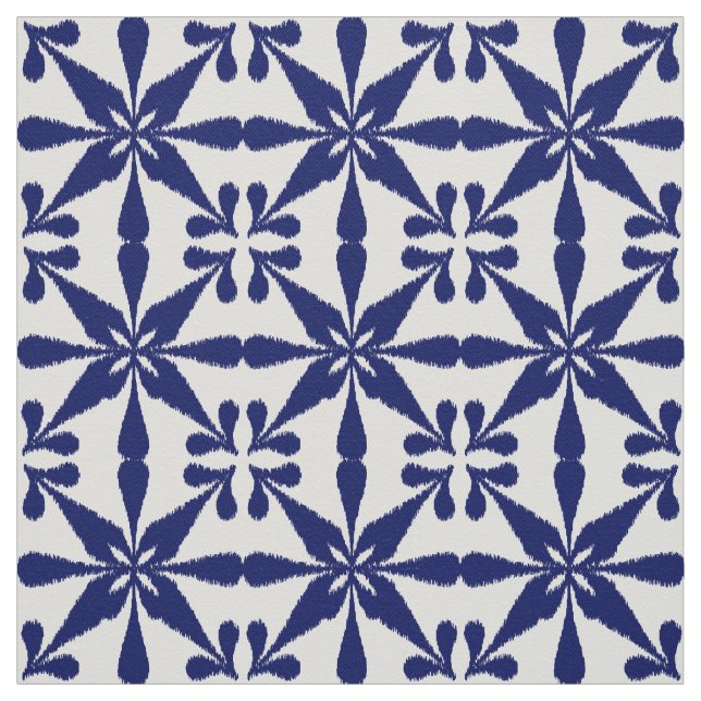 Ikat Star Pattern - Navy Blue and White Fabric (Swatch)